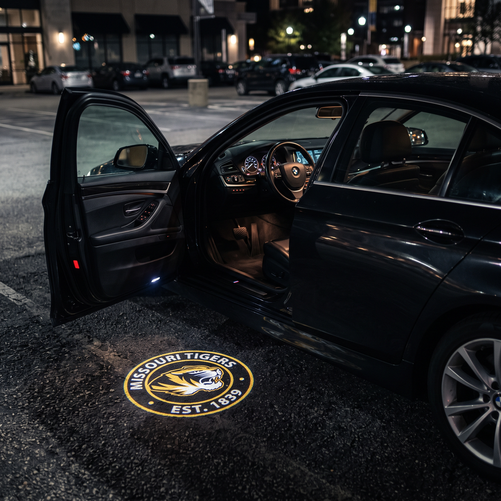 UniGlow HBCU car door projector - Grambling State black and gold tiger emblem