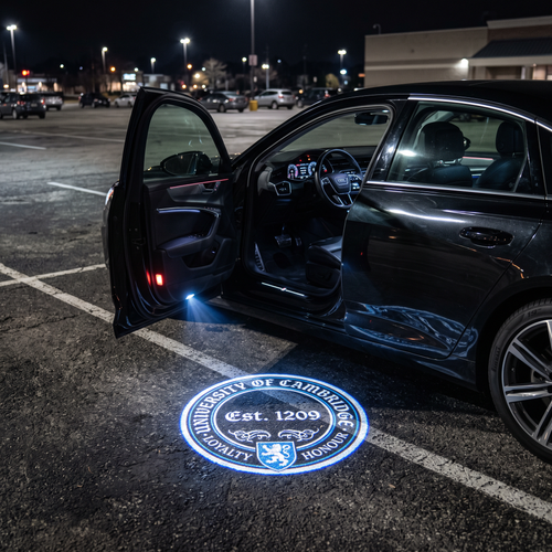 UniGlow HBCU car door projector - Spelman College blue and white emblem