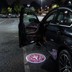 UniGlow HBCU car door projector - Morehouse College maroon and white emblem