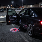UniGlow HBCU car door projector - Clark Atlanta red and black panther emblem