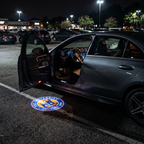 UniGlow HBCU car door projector - Morgan State blue and orange bear emblem