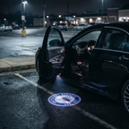 UniGlow HBCU car door projector - Delaware State red and blue hornet emblem