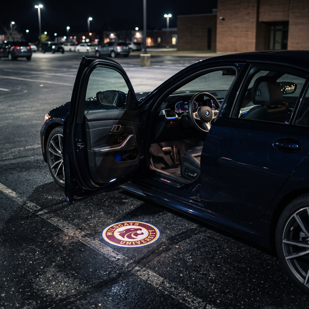 UniGlow HBCU car door projector - Bethune-Cookman maroon and gold wildcat emblem